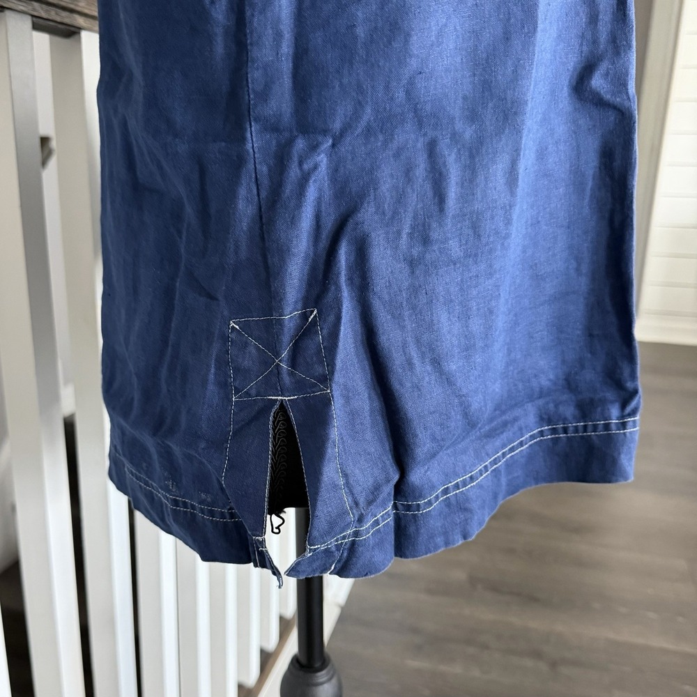 Ralph Lauren Jean Company 100% Linen Drawstring Roll Sleeve Tab Top MP Coastal - Picture 3 of 9